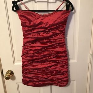 Nicole Miller metallic red strapless dress